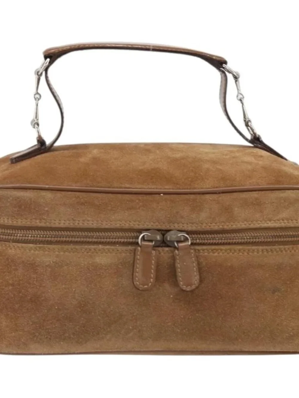 GUCCI Vanity Cosmetic Pouch Suede Brown Silver 032 1705 0140 Auth bs33363